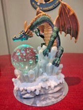 Myth & Magic Dragon with Light-Up Crystal Ball – Resin Fantasy Figurine