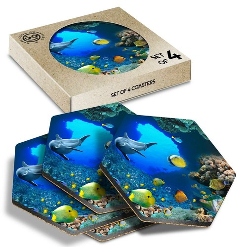 Hexagon coasters fish - 4,