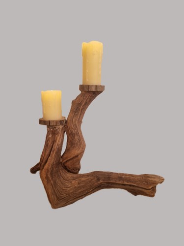 Driftwood candle holder - candle,