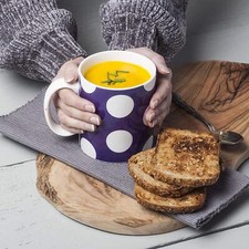 Extra Large Big Mug, 1 Pint Coffee, Tea, Soup Chunky Dotty Mug, Polka Dot Purple