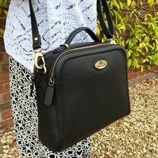 Rowallan Medium Black Leather Business Handbag, Shoulder Bag