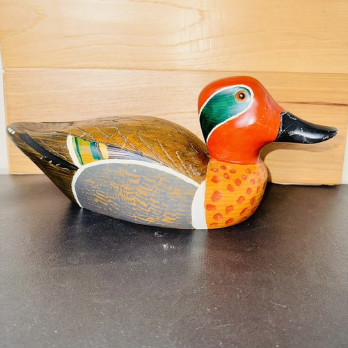 Hand carved wood green - carved, green-winged