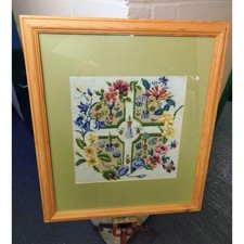 Framed Floral Cross Stitch