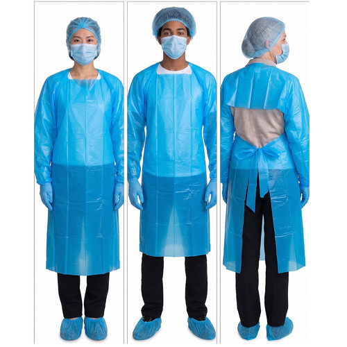 100 pcs blue cpe gowns - 100,