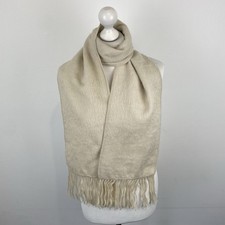 Sanyork Fairtrade 100% Alpaca Scarf Peru Cream Fringed Ladies