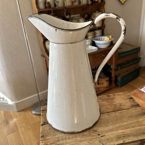 Vintage tall white enamel - tall,