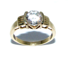 Unisex/ women's/Men's 9ct gold & clear stone dress ring size N 1/2