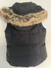 Jack Wills Women’s Navy Down Feather Gilet UK12 Hooded Puffer Vest Faux Fur