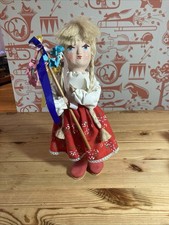 Vintage Polish Wooden Folk Doll Artisan Hand Made