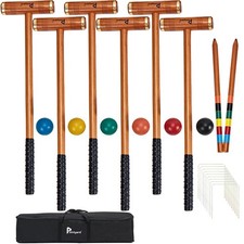 35’’ Six Player Croquet Set, Deluxe Croquet Set with Wooden