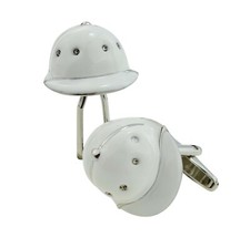 White Polo Helmet Cufflinks