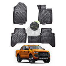 Rubber Floor Mats Double Cab Front Rear set heavy duty for Ford Ranger 2012-2022