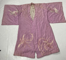 Antique Japanese Hand Embroidered Floral Kimono Multicolor Beautiful Robe