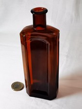 Antique Victorian Glass Bottle Quack Medicine Amber Brown LEICEST Orig Label VGC