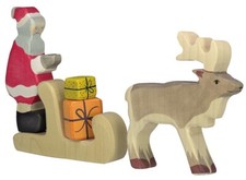 Wooden Santa Claus with Sleigh