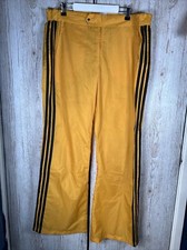 Vintage Adidas Yellow Nylon Flare Zip Waterproof Trousers Size W38” L33”