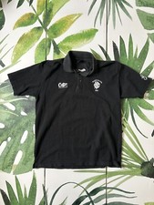 BARBARIANS RUGBY Shirt-Short Sleeves Embroidered-Black With Black Collar Large