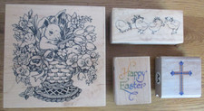 Job Lot EASTER Wooden Card Making Scrapbooking Rubber Stamps Stamping Craft [a4]