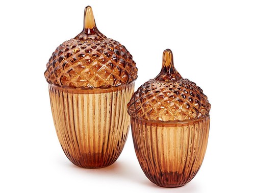Amber acorn lidded jar - amber,