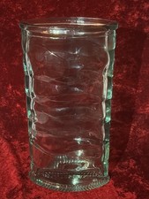 Chunky Elliptical Heavy Green Glass Vase Recycled Glass Made in Spain 