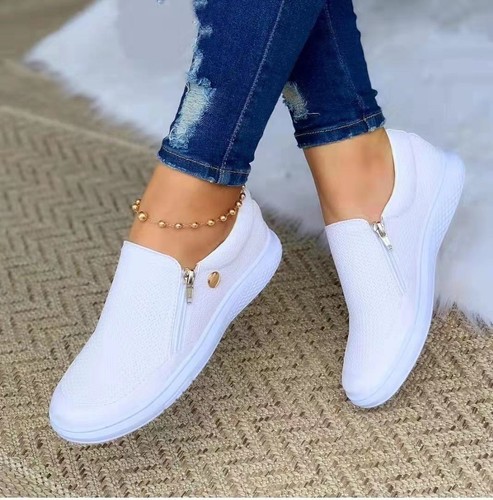 Womens flat trainers shoes - flat, zip