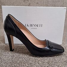 LK Bennett Franziska Shoes Black 38.5 UK 5.5 Patent Leather 3.5" Block Heel