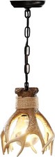 OLHAPZP Small Antler Light Fixtures, Rustic Deer Farmhouse Pendant Hanging Light