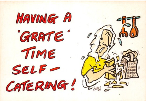 Comic postcard self catering - postcard,