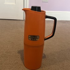 Retro Orange & Black Thermos tea, Coffee, Soup flask Jug Model caravan camping