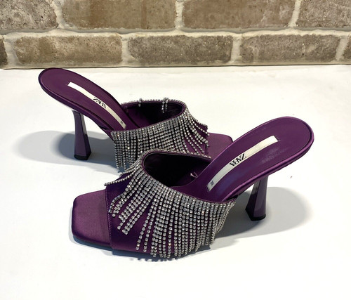 Zara purple satin jeweled - zara,