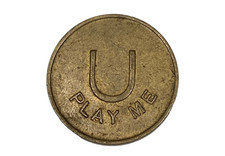 Vintage U PLAY ME brass token by COIN OPERATED GAMES LTD Slot Machines Juke Box