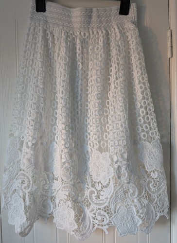 White lined crochet skirt - white,