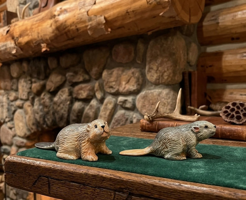 Gray ceramic beaver - ceramic, figurine
