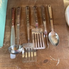 Vintage Prestige Six Kitchen Utensils stainless steel Teak Handles