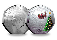 ⛄🎄Just Released 2025 Gibraltar colour 50p Christmas Coin Santa Pre-Order BU 🎄⛄
