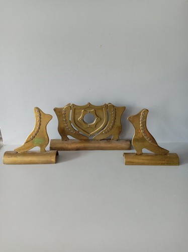 Vintage brass scroll bookends - scroll,