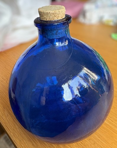 Vintage cobalt blue hand - vintage, blown