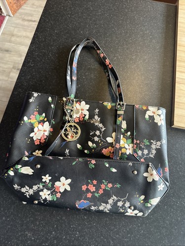 Guess black floral tote bag - black, &