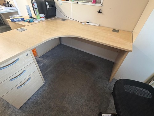 Wood corner office - , desk