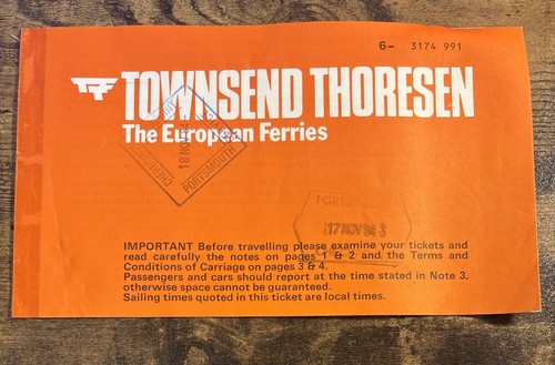 Townsend thoresen ferry ticket - thoresen,