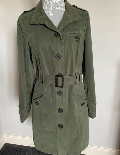Ladies belted khaki coat - , in