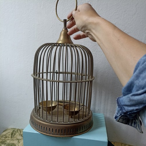 Large vintage brass birdcage - vintage,