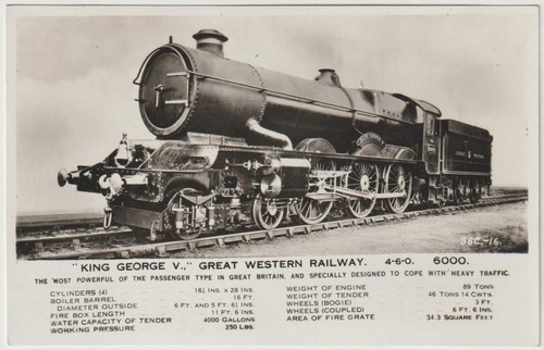 Railway postcard gwr 6000 - rp,