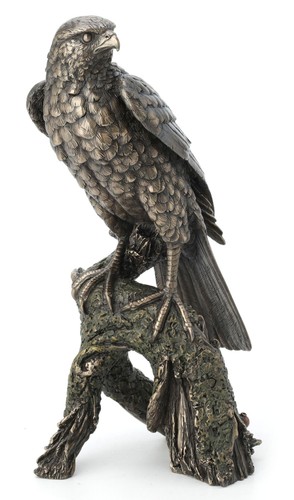 Sparrow hawk bronze figurine - bronze,