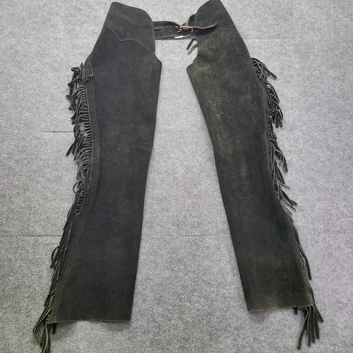 Suede leather chaps fringe - leather,