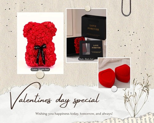 Valentine red rose teddy - valentine's,
