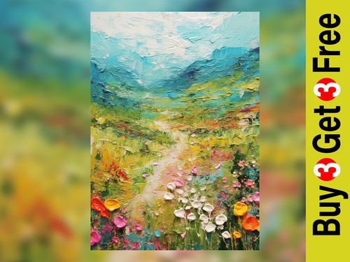 Vibrant garden path - vibrant, oil