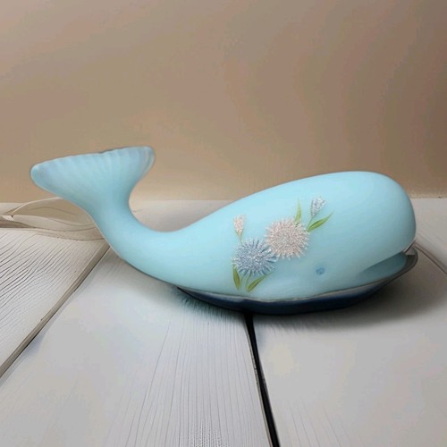 Fenton hand painted blue satin - fenton,
