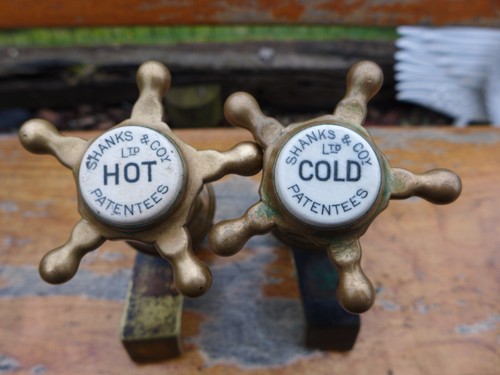 Antique brass bath taps made - brass,
