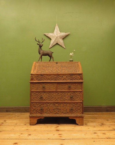 Antique raw oak carved - raw,